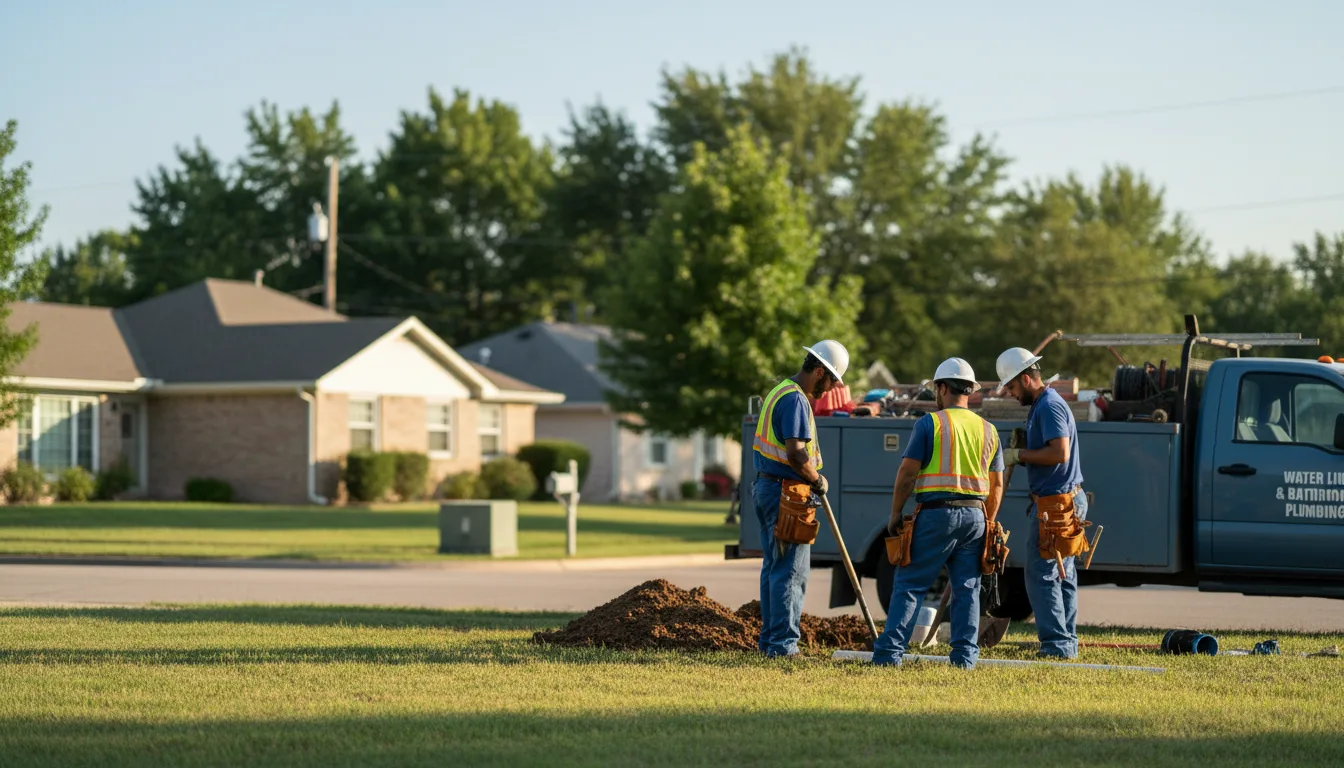Residential water line and bathroom plumbing service in Salina, KS